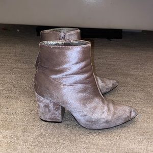 Velvet block heel boots